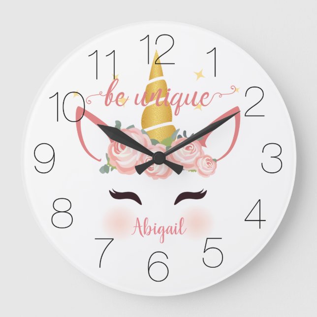 Be Unique Unicorn Floral Large Clock (Front)