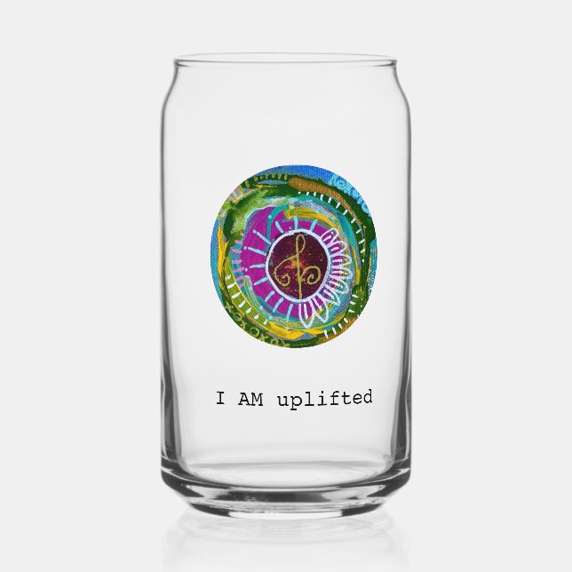 Be uplifted mantra with prayer portal  can glass (Back)