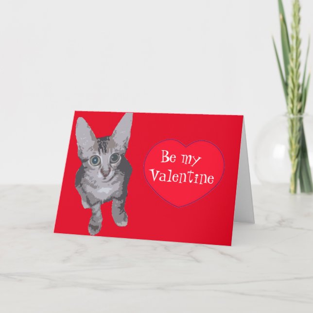 Be Valentine Kitty Heart Holiday Card (Front)
