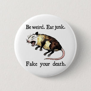 Be Weird Eat Junk Fake Your Death - Possum Playing Button