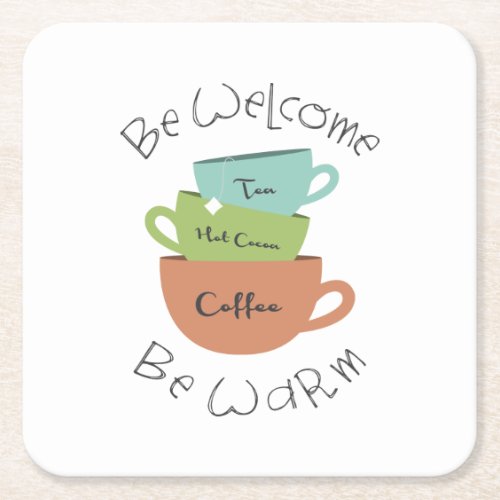 Be Welcome Square Paper Coaster