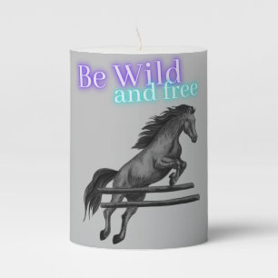 Be Wild and Free Horse Jumping Pillar Candle