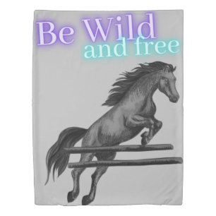 Be Wild and Free Horse Jumping Reversible Duvet Cover