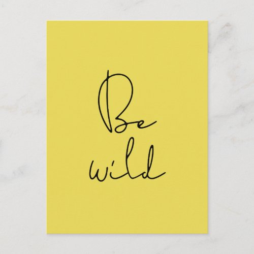 Be wild black font postcard