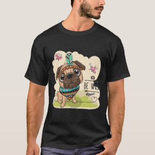 Be Wild Cute tribal Pug Dog with feathers Classic T-Shirt