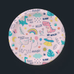Be Wild Pink Dinosaur Rainbow Unicorn Girls Party Paper Plates<br><div class="desc">Be Wild Pink Dinosaur Rainbow Unicorn Girls Party Paper Plate</div>