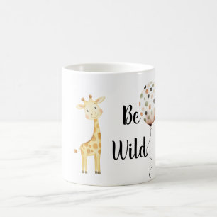 Be Wild Yellow Happy Giraffe Dots Balloon Color Morph Mug