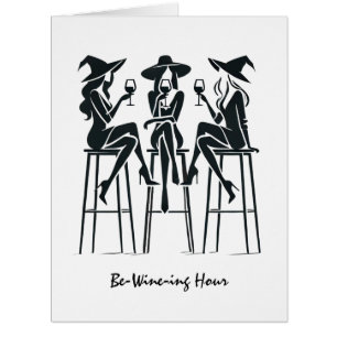 Be-Wine-ing Hour,Elegant Witches Wine Night,Modern Cards