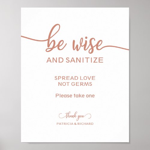 Be Wise and Sanitize Spread Love Not Germs Sign