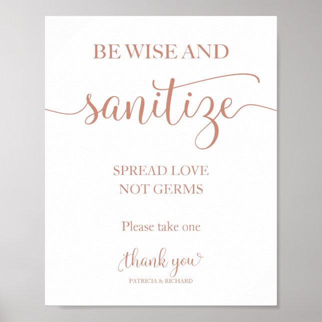 Be Wise and Sanitize Spread Love Not Germs Sign (Front)