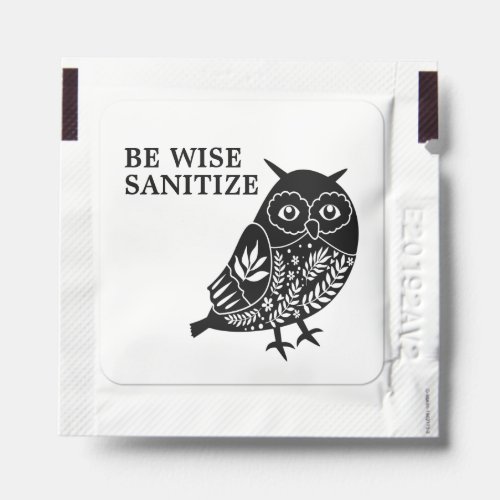 Be Wise Sanitize Beautiful Rustic Owl Illustration Hand Sanitizer Packet