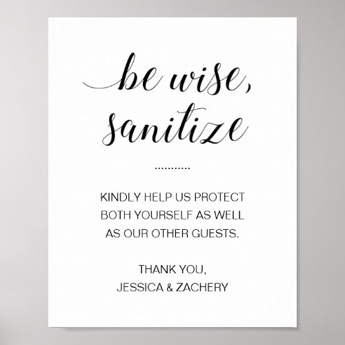 Be Wise Sanitize Hand Sanitizer Wedding Poster
