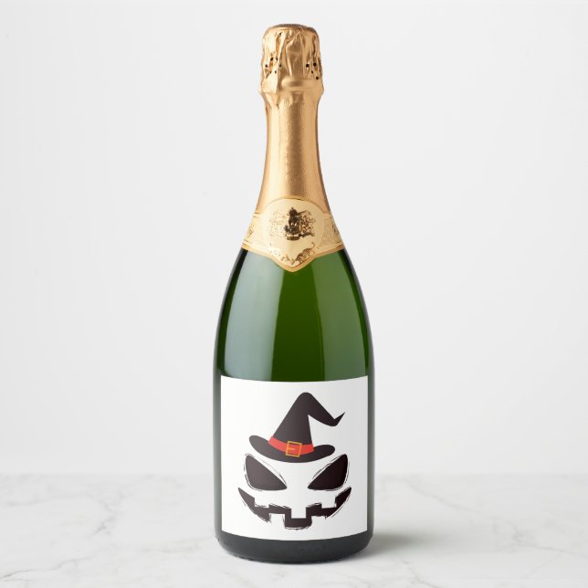 be witch halloween shirt for halloween sparkling wine label (Front)