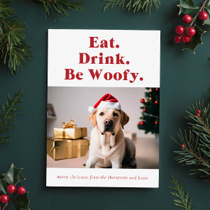 Be Woofy Funny Pet Dog Photo Christmas Holiday Card