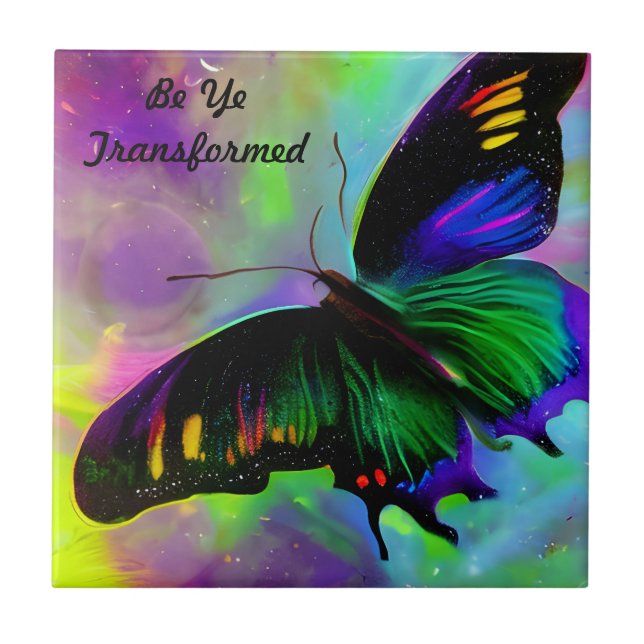 Be Ye Transformed Romans 12:2 Bible passage Ceramic Tile (Front)
