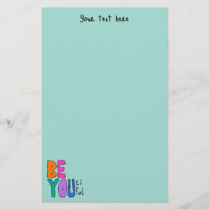 Be You Beautiful Colorful Lettering Bright Green Stationery