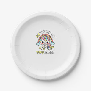 Be You Believe In Yourself Unicorn Positive Messag Paper Plates
