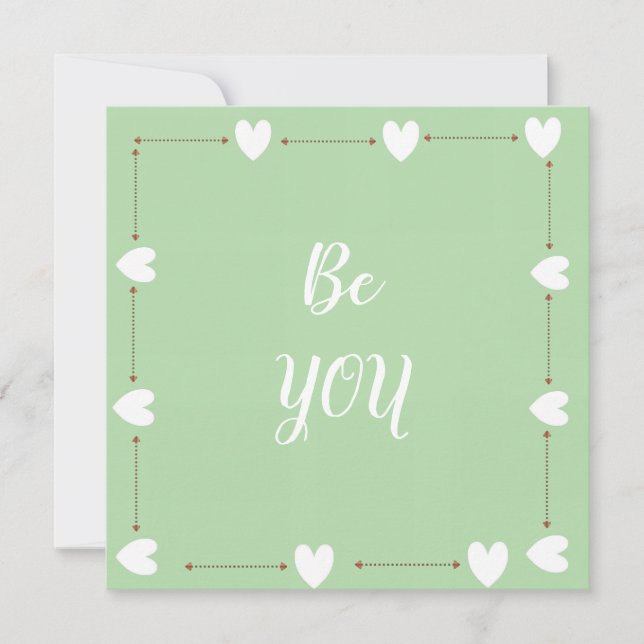 Be You Card – Green Self Love Inspirational Card (Front)