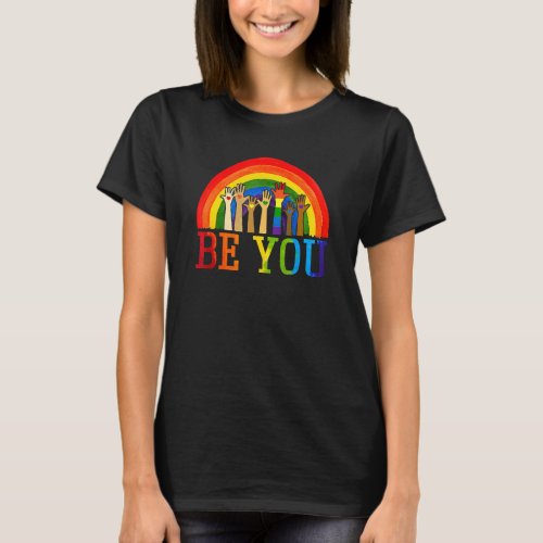 Be You Community Lgbtq Gay Rainbow Vintage Pride L T_Shirt