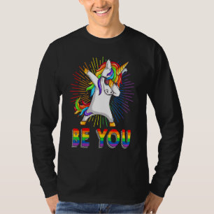Be You Gay Lesbian Dabbing Unicorn Gay Pride Ally T-Shirt