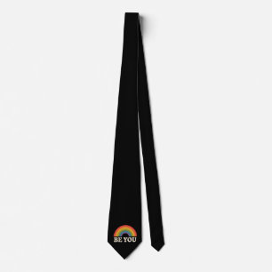Be You Gay Lesbian Pride LGBTQ Ally Rainbow Retro Neck Tie