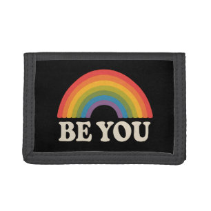 Be You Gay Lesbian Pride LGBTQ Ally Rainbow Retro Trifold Wallet