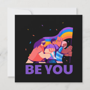 Be you. LGBT+Pride. Rainbow flag Card