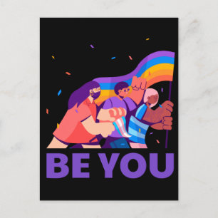 Be you. LGBT+Pride. Rainbow flag Postcard