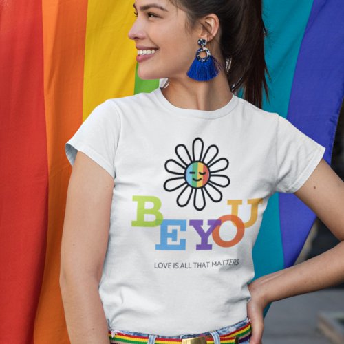 Be You LGBT Pride Sunshine Face Rainbow T_Shirt