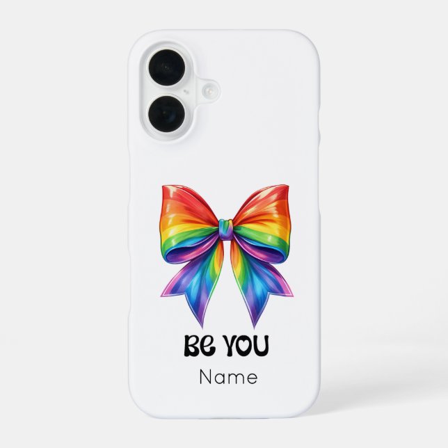 Be You Pride – Custom Name & Coquette Rainbow Bow Iphone Case (Back)