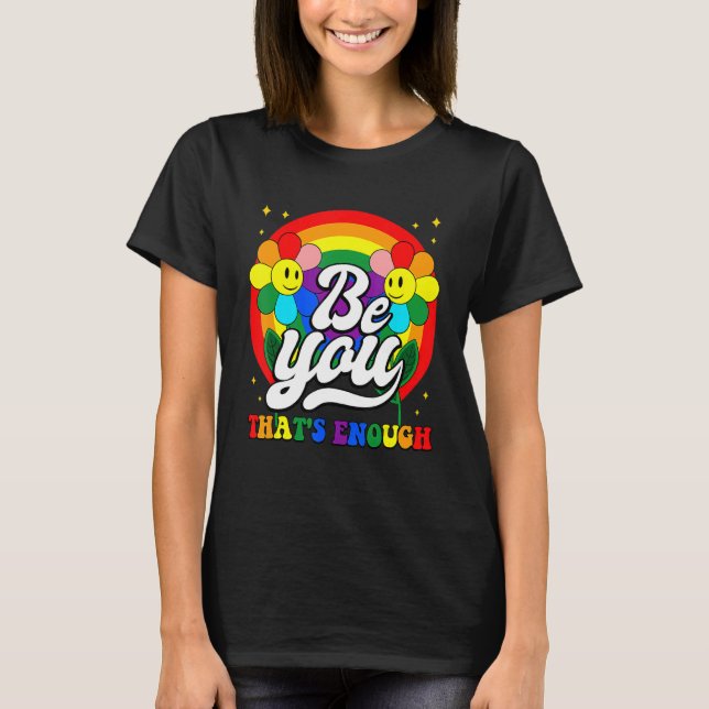 Be You Pride Lgbtq Gay Lgbt Ally Rainbow Flag Retr T-Shirt (Front)