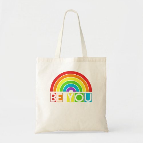 Be You Pride LGBTQ Gay LGBT Ally Rainbow Flag Retr Tote Bag