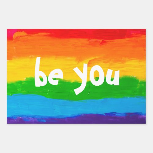 be you Rainbow Colors Gay Lesbian LGBT  Wrapping Paper Sheets