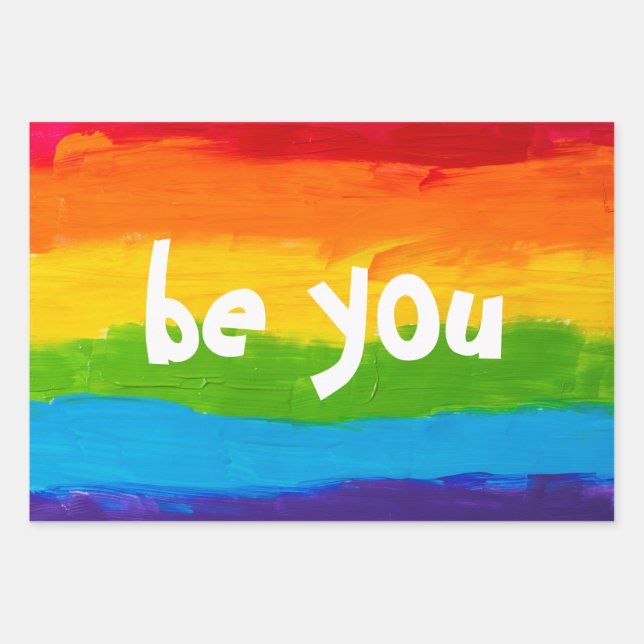 Be You Rainbow LGBT Wrapping Paper Sheets – Pride  (Front)