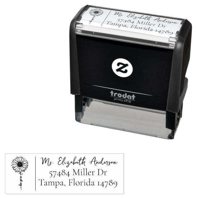 Be You Sunflower Personalized Address Self-inking Stamp (In Situ)