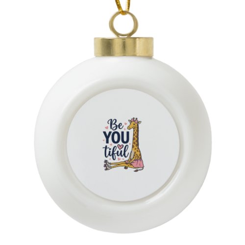 Be You Tiful Giraffe Roller Skate Vintage Shirt De Ceramic Ball Christmas Ornament