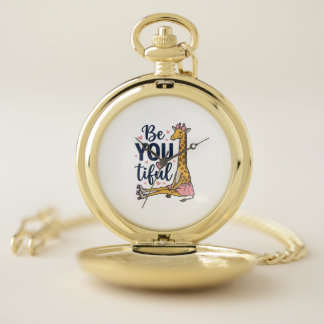 Be You Tiful Giraffe Roller Skate Vintage Shirt De Pocket Watch