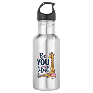Be You Tiful Giraffe Roller Skate Vintage Shirt De Stainless Steel Water Bottle