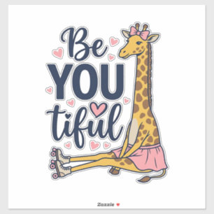 Be You Tiful Giraffe Roller Skate Vintage Shirt De Sticker