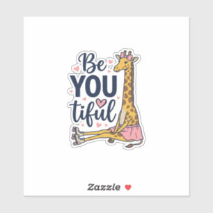 Be You Tiful Giraffe Roller Skate Vintage Shirt De Sticker