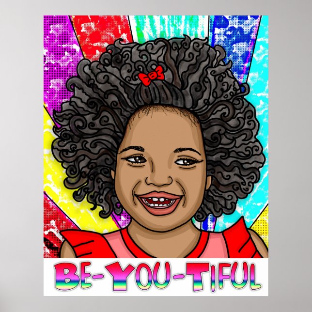 Be-You-Tiful | Happy Girl of Color Laughing Poster (Front)