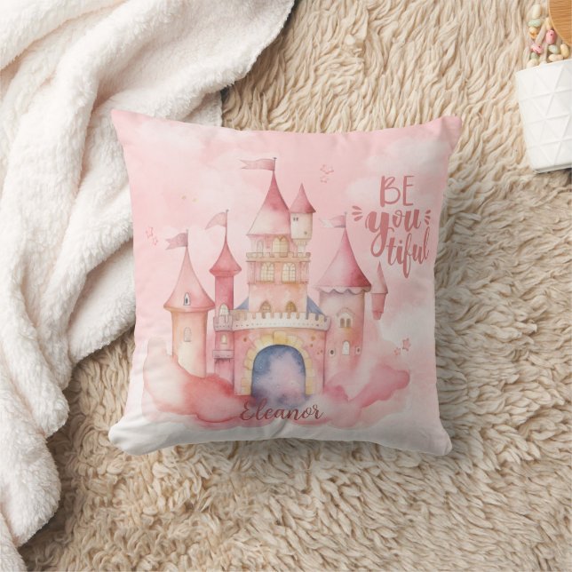 Be-You-Tiful Palace in the Pink Cloud Burp Cloth Throw Pillow (Blanket)