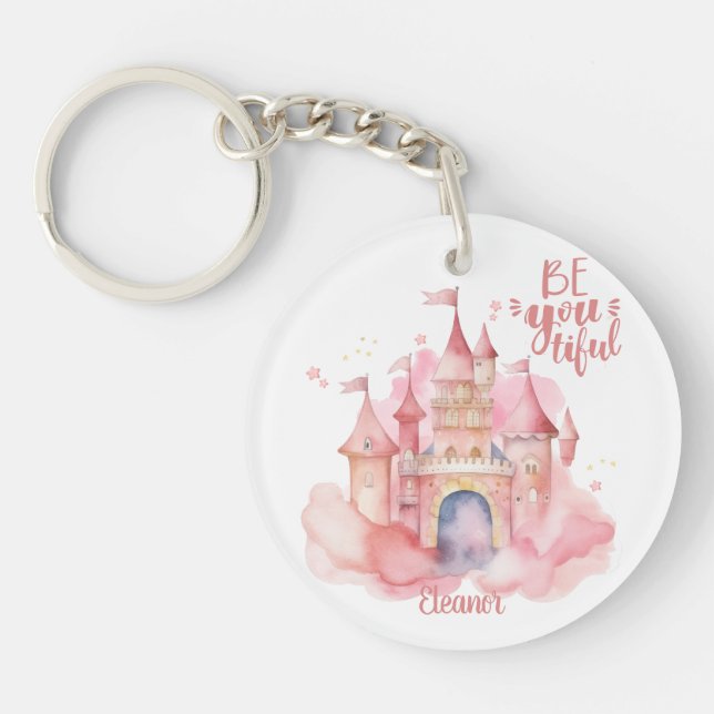 Be-You-Tiful Palace in the Pink Cloud customizable Keychain (Front)