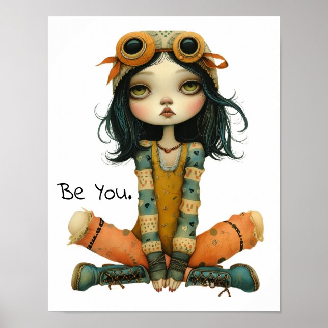 Be You. Whimsical Portrait of a Woman AI Artwork Poster (Front)