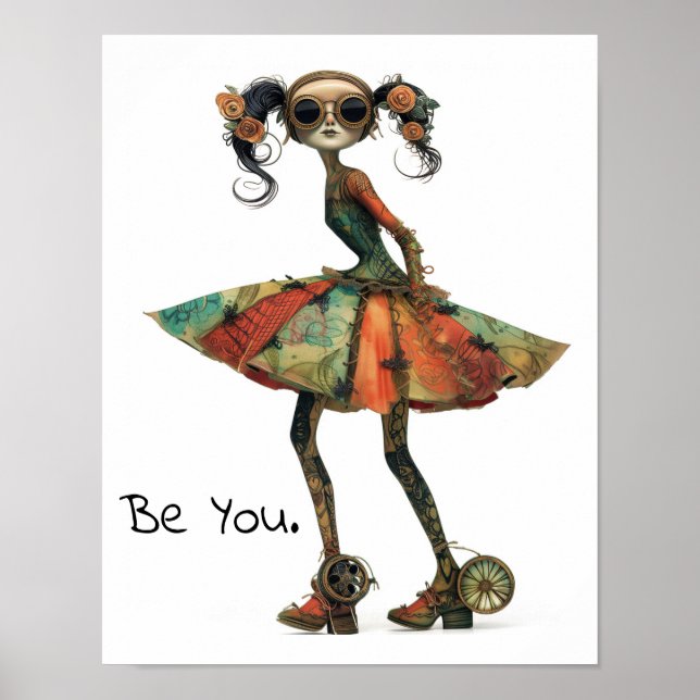 Be You. Whimsical Portrait of a Woman AI Artwork Poster (Front)