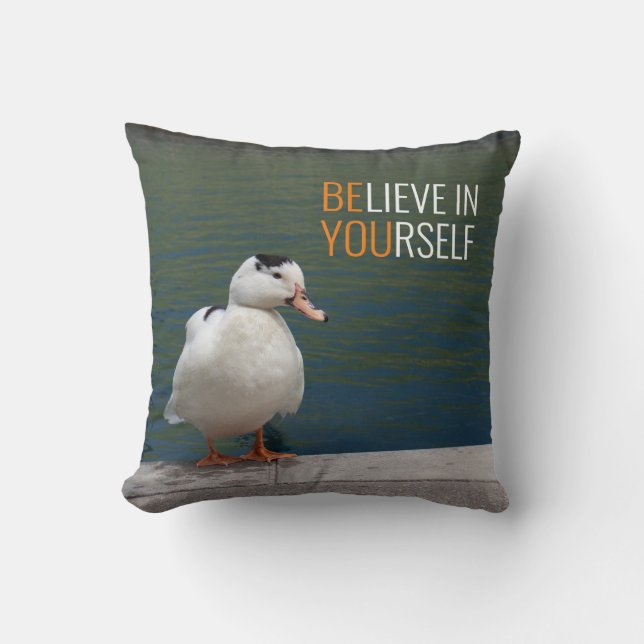 BE YOU White Pekin Duck Photo Throw Pillow (Front)