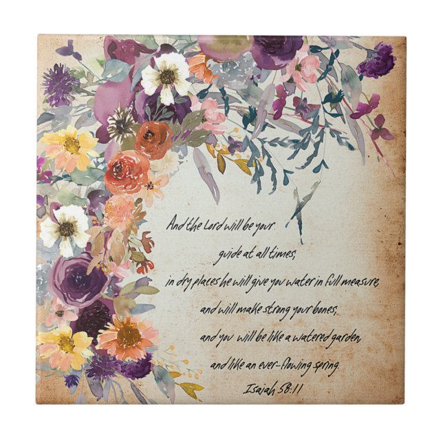 Be your guide, autumn floral mix   ceramic tile (Front)