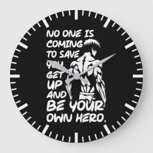 Be Your Own Hero - Anime Bodybuilding Gym Workout Large Clock