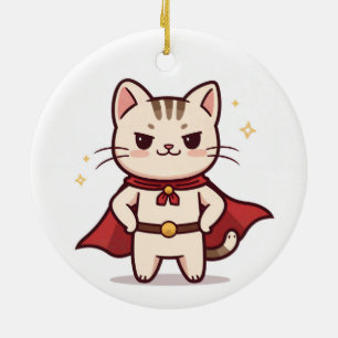 Be Your Own Hero Cute Cat Hero Ceramic Ornament