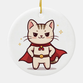 Be Your Own Hero Cute Cat Hero Ceramic Ornament